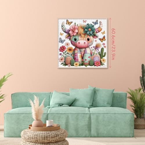 Highland Cow Flower Puzzle para Adultos 1000 Piezas, Rompecabezas Patchwork de Colcha, Rompecabezas de Mariposas Coloridas miniatura 5
