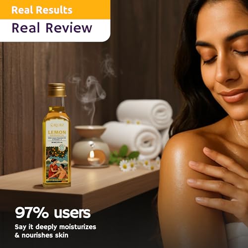 Image of Rubz Lemon Body Massage Oil - 60ml | Refreshing Citrus Body Oil | Quick Absorbing Herbal Body Massage Oil for Men & Women