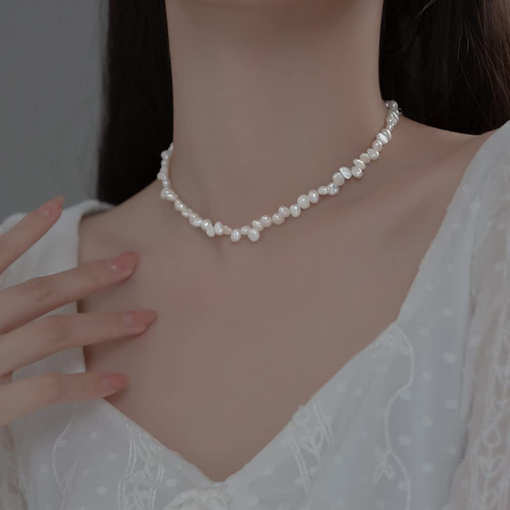 Collar de Plata, Collar de Plata Delicada del Collar de Perla barroca del Collar de Plata esterlina
