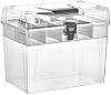Multi-Purpose Portable Transparent Organizer Box with Adjustable Plastic Partition Makeup Hobby Storage Box Tool Container Transparent, Large for Office Desk