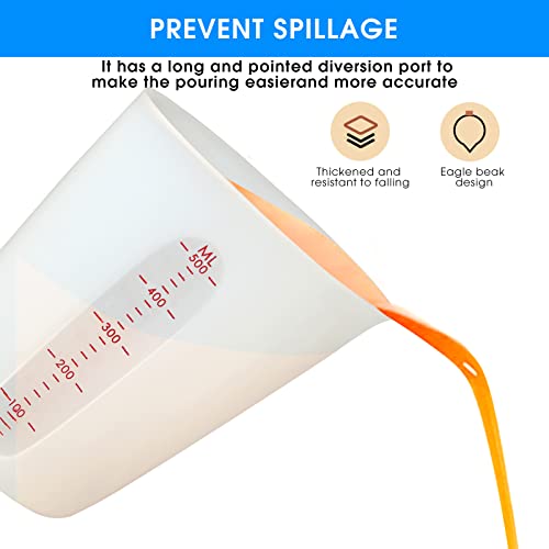 Zuyee Silicone Measuring Cups Flexible Measure Cups For Epoxy Resin Butter, Chocolate Mixing Plaster Stir Squeeze Pour Baking Cup Bpa Free 500 Ml + 250 Ml (2 Pcs) #TOP3