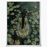 Generic Dark Academia gothic wall art The Lake Goth Moody Victorian Wall Decor Aesthetic Cottagecore Canvas Prints vintage 16x20inch Unframed, style-4