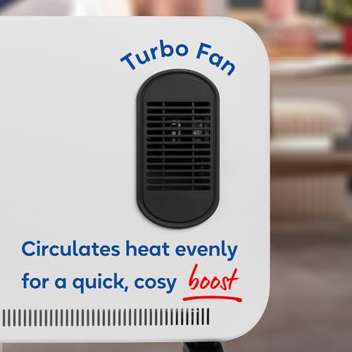 Russell Hobbs Digital Convection Heater 2000W Electric Turbo Fan White, Adjustable Thermostat with 3 Heat Settings, Overheat Protection, 24hr Auto Timer, Remote Control RHCVHTF2004