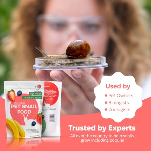 3.5 oz Powdered Snail Food – Pet & Garden Snail Food with Banana, Strawberry & Blueberry – Calcium & Protein for Giant African Land Snails – Non-GMO, Copper Sulfate Free – Baby Snail Safe