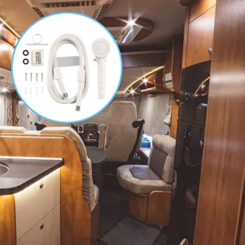 Image of Eagles RV Shower Head with Hose - (White,5Ft Hose) Non-Metallic Outdoor RV Shower Kits Replacement with Pause Function for RVs, Fifth Wheels, Motor Homes, Travel Trailers, Campers, Boats