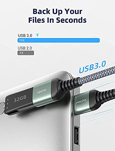 Ainope Usb 3.0 Extension Cable 10Ft Type A Male To Female Usb Extension Cord High Data Transfer Compatible With Webcam,Gamepad, Usb Keyboard, Flash Drive, Hard Drive, Printer #TOP4