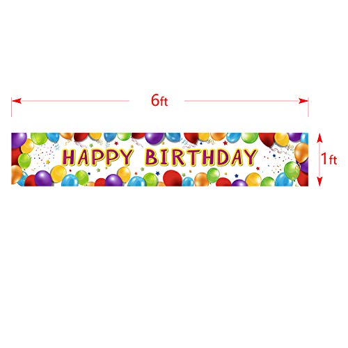 Image of Letjolt Happy Birthday Banner Balloon Sign Huge Party Supplies 6 Feet | Birthday Party Decoration Supplies Colorful Fence Outdoor Giant Flags Photo Prop Backdrop Outside