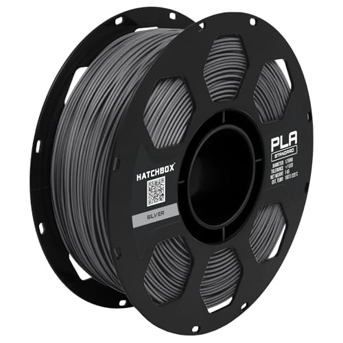 Image of HATCHBOX 3D PLA-1KG1.75-SLV PLA 3D Printer Filament, Dimensional Accuracy + /- 0.05 mm, 1 kg Spool, 1.75 mm, Silver