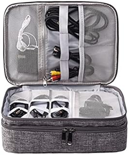 Cabilock 3 Layers Travel Storage Bag Kit Waterproof Data Cable U Disk Power Bank Electronic Accessories Digital Gadget Devices Organizer Case Handbag (Grey)