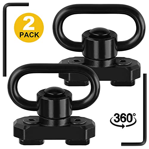 REERON 2 Point Sling & Mloc Sling Mount - Adjustable Extra Long Two Point Traditional Rifle Sling with 2 Pack 1.25\" QD Sling Swivels Mounts for M Lock Rail System (2 Pack 360° Rotation Sling Mounts) - Thumbnail 2
