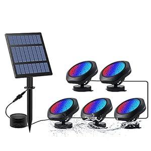 CORESLUX Solar Teichbeleuchtung RGB mit Farbwechsel, 5 Stück IP68 Wasserdichte Tauchstrahler für Gartenteich, Solar Unterwasserbeleuchtung mit RGB Teichlicht als Gartenbeleuchtung und Teichleuchten