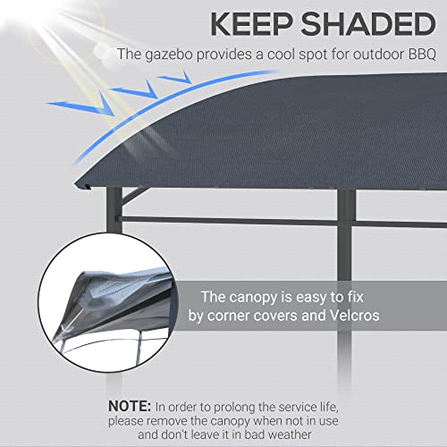 Outsunny 2.2 X 1.5 M Bbq Grill Gazebo Tent, Garden Grill With Metal Frame, Curved Canopy And 10 Hooks, Outdoor Sun Shade, Dark Grey - 3
