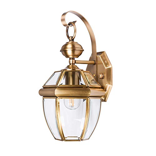 Gaze Outdoor Wall Lights 14.56H Exterior Wall Lantern,Oil Rubbed Brass Wall Sconce Light Fixtures Porch Light with Clear Glass for Patio, Garage, Front Porch 1 Pack