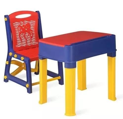 Premium Kids Functional Desk and Chair Set, Children Study Table and Chair Set with Storage for Stationary, Adjustable Study Table & Chair Set for Kids Boys and Girls (2-4 year) (BLUE/RED)-image-29