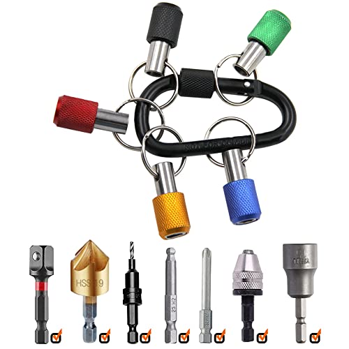 Kigauru 5Pcs Drill Bit Holder Aluminum Alloy Keychain Extension Bar 1/4Inch Hex Shank Portable Drill Screw Adapter Quick Release Extension Bar Electric Screwdrivers And Drill Bit #TOP4