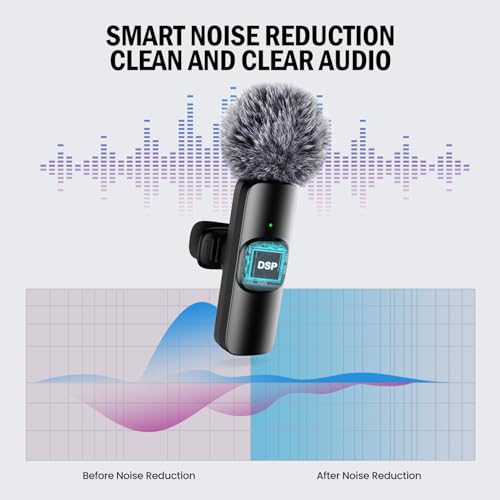 BYbrutek 4 Pack Wireless Lavalier Microphone for iPhone and Android - Mini Mic with Noise Reduction for Video Recording, Live Streaming, Interviews, YouTube, TikTok, and Vlogging