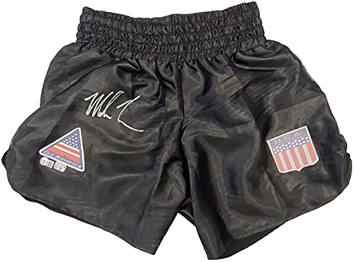Mike Tyson Autographed Black Boxing Trunks Beckett BAS Stock 197057