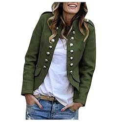 Sudadera militar para mujer, chaqueta de lana elegante, chaqueta de traje, chaqueta corta con botones frontales, chaqueta de entretiempo para otoño y verano, chaqueta de entretiempo, cuello alto,