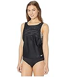 Nike Damen Convertible Layered Schwimm-Slips, Schwarz, S