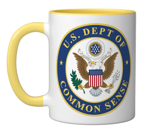 Taza cerámica U.S. Department of Common Sense, 11 oz, amarilla/blanca miniatura 1