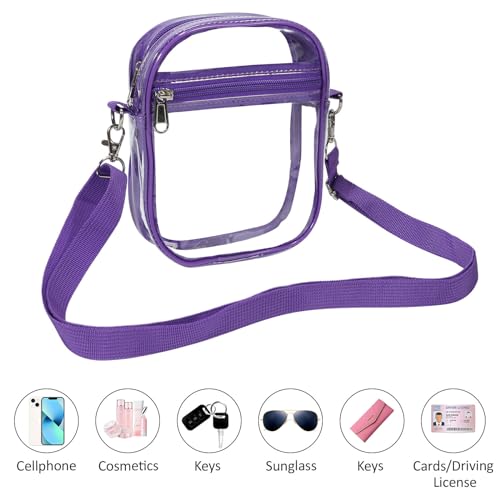 Image of Clear Bag Stadium Approved, Clear Crossbody Purse Bag with Front Pocket for Concerts Sports Events Festivals