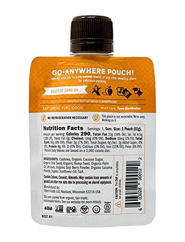 Superfood Cashew Butter Packets by Yumbutter, Individual Snacks, Gluten Free, Vegan, Non-GMO, 1.8oz Packet (Pack of 10)