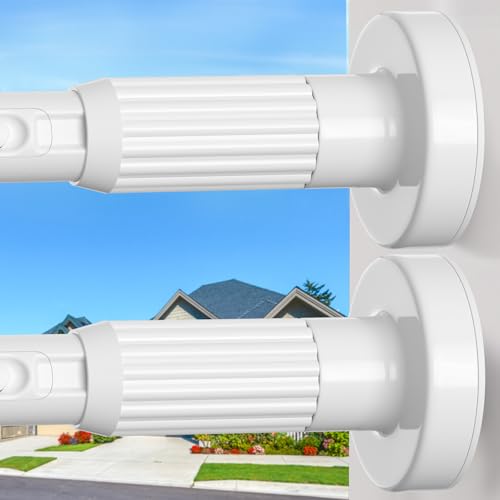 Image of 2Pack Long Tension Rod 41-166inch White Tension Curtain Rods no Drilling