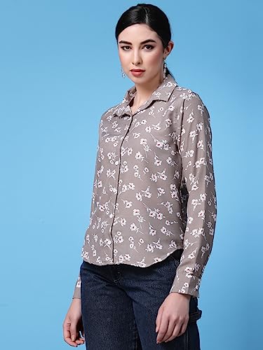Image of OOMPH! Women's Cotton Regular Fit Floral Button Down Shirt