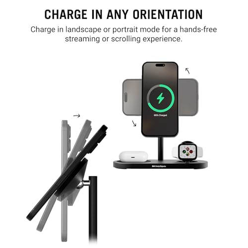 Image of DailyObjects Surge Max 3-in-1 Magnetic Wireless Charging Station - 30W | Compatible wit iPhone 12 and Above & All Qi Enabled Phones, Earbuds, Smartwatches | Fast Charging | USB Type C Port - Grey