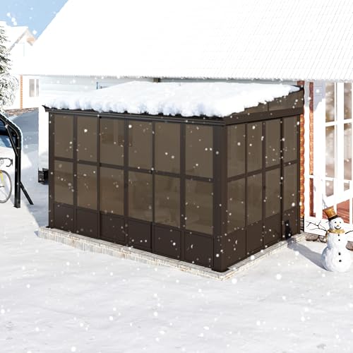 Domi 8x12FT Sunroom, Wall Mounted Sunroom Kit with Galvanized Steel