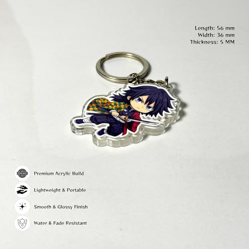 Image of Giyu Tomioka Chibi Acrylic Keychain | Compatible with Demon Slayer Anime | Cute Anime Charm for Keys, Bag, Backpack | Otaku Gift