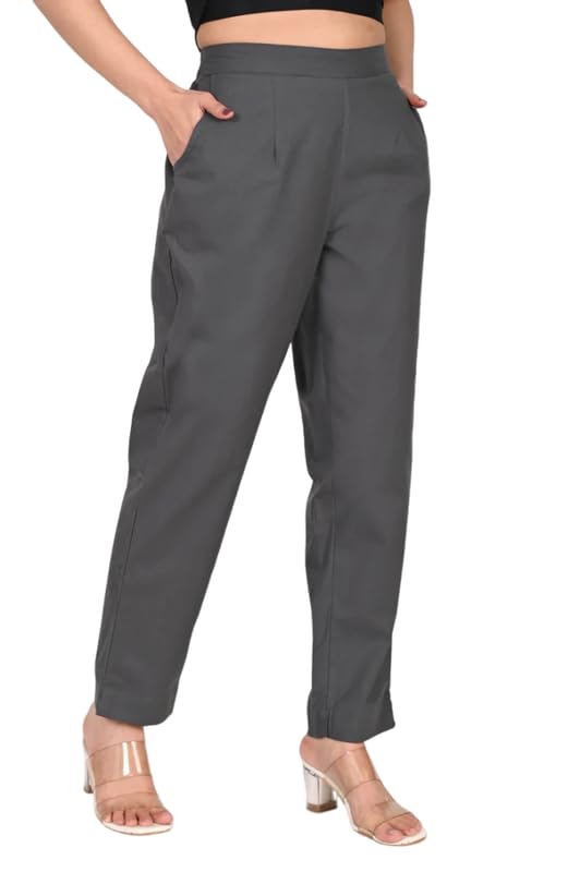 GoSriKi Regular Fit Cotton Woman Trousers Pants Kurti Pant Daily Office Formal Casual Use in neutral