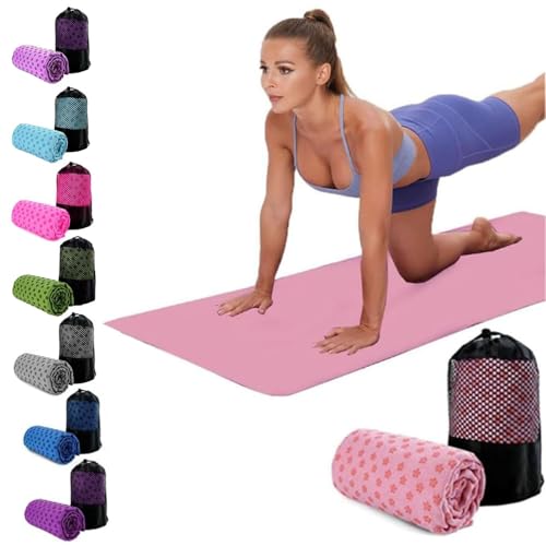 Oaygat Yoga Towel Sweat Absorbent Non-slip Yoga Towel Quick-drying Yoga Mat Hot Mat Cloth Breathable Yoga Mat Towel with Mesh Carrying Bag for Bikram, Pilates, Gym Workout
