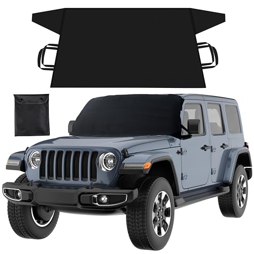 EcoNour Jeep Windshield Snow Cover | Durable 600D Oxford Fabric Winter Car | Windshield Ice Cover...