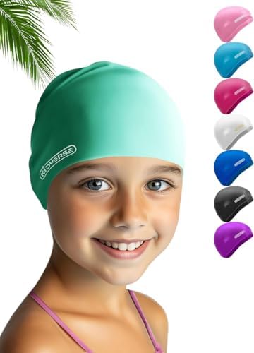 KIDVERSE Badekappe für Kinder - Jungen & Mädchen - Schwimmkappe 100% Reißfest & Wasserdicht - Badehaube mit UV Schutz - Silikon Bademütze - Schwimmmütze
