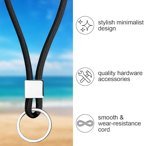 Vicloon Schlüsselband Lang, Nylon Lanyards mit karabiner, Schlüsselbänder Umhängebänder mit Drehbarem Metallclip Abnehmbare Neck Lanyard Langes Handgelenk Paracord Schlüsselanhänger（Schwarz）