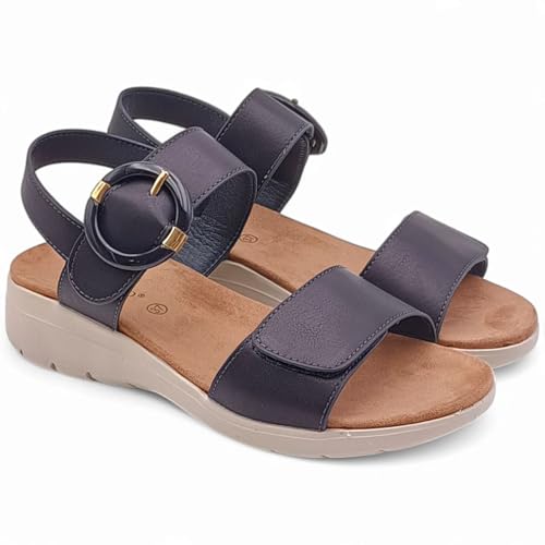 Sandales femme Grunland DEMA 1943, la chaussure en cuir bleu pour vos balades