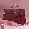 MOSISO Laptop Bag for Women, 15-15.6 inch PU Leather Laptop Shoulder Bag Convertible Backpack, 16 inch Messenger Bag Casual Handbag Work Briefcase Travel Computer Bag with Bowknot, Wine Red #4