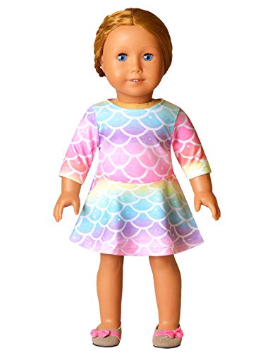 Jxstar Girls&Doll Matching Dresses Long Sleeve Unicorn Mermaid Outfits Clothes4