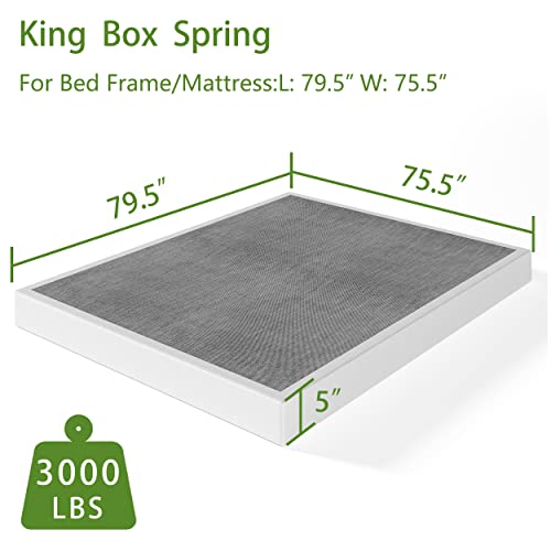 Vtwazast King Box Spring Only, 5 Inch Low Profile Heavy Duty Metal Structure With Easy Clean Fabric Bed Cover, Non-Slip, Noise Free, Easy Assembly #TOP1