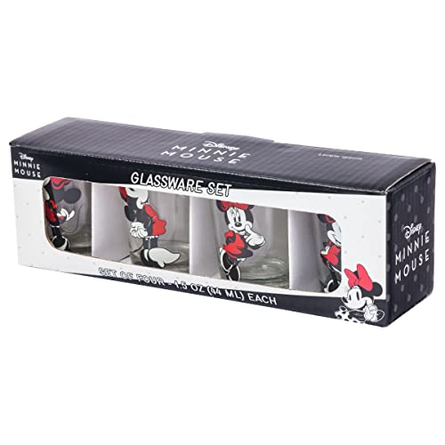 Silver Buffalo Minnie Mouse Classic Poses 4-Pack Mini Glass Set, 1.5 Ounces #TOP6