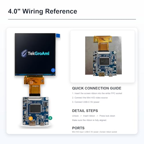 Image of TekGroAml 4 inch IPS Square LCD Display 720x720 300 nits, H /D Video Port | for DIY Embedded Smart Machine, DIY Video Retro Gaming