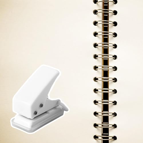 Weiß Mini Einzellocher,Tragbarer Locher Einzelloch mit 10 Blatt Stanzkapazität,Einloch Locher 6mm Loch,Einfache Reinigung Locher Mini,Taschenlocher für Manuelles Heimwerken Dateibindung