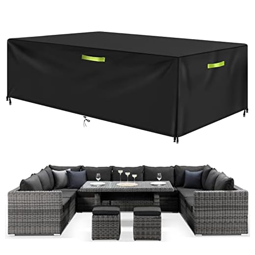 GEMITTO Funda Protectora para Muebles de jardín, Lona Protectora de poliéster 210T para mesas, Resistente a los Rayos UV, Rectangular e Impermeable 190x117x61cm