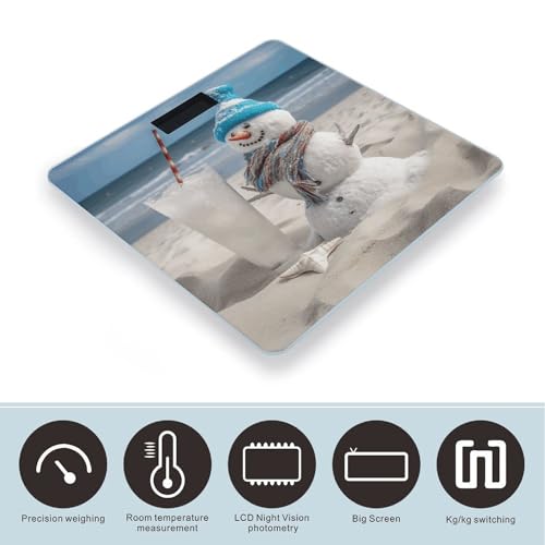 Báscula digital de baño Snowman Bech 26x26 cm vidrio templado miniatura 3