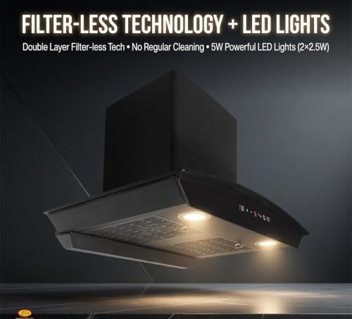 Image of Coral BLDC 60 cm Auto Clean Wall Mounted Black 1800 CMH Chimney