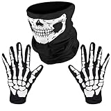 Halloween Skeleton Gloves And Skull Mask Decorations，Full Finger Skeleton Pattern Glovesor for Men Women Halloween Costume Party