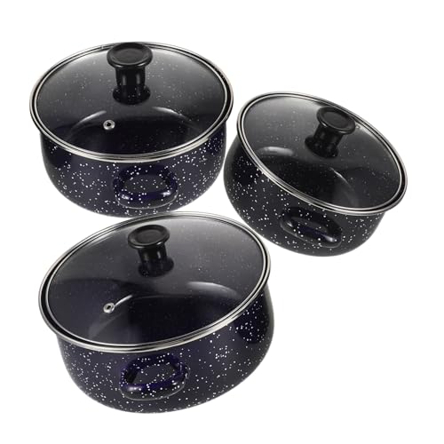 Alipis 3 Ollas Con Asa Olla Mini Esmaltada Antiadherente Para Sopa Fideos Cocinar