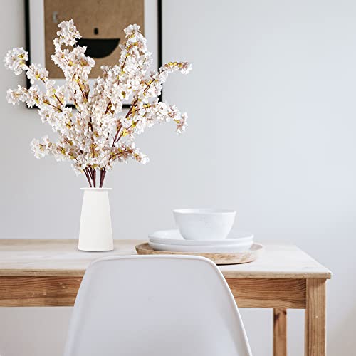 Sggvecsy Artificial Cherry Blossom Branches Faux Cherry Flowers 39 Inch Peach Branches Silk Tall Stems For Home Wedding Table Vase Decor (3 Pcs, Ivory) #TOP2