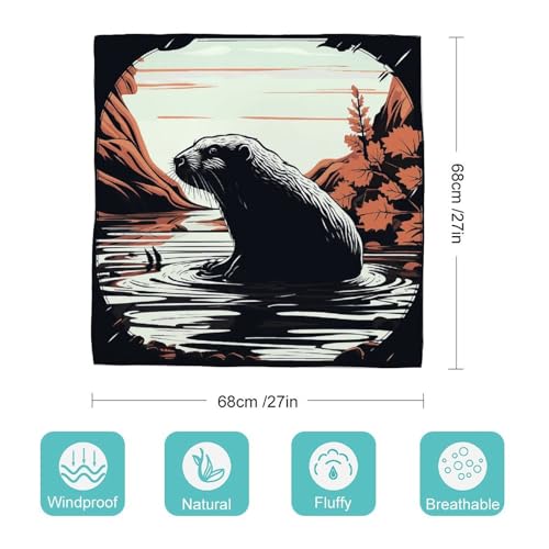 Fashion Silk ScarfsBlack Beaver Printed Graceful Small Square Scarf Womens Head Scarf Neck Scarves for Hair Wrapping And Sleeping at Night0ne Size2